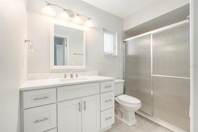 4120 Marine Pkwy, New Port Richey, FL 34652 - full bath featuring toilet, marble finish floor, a stall shower, and vanity