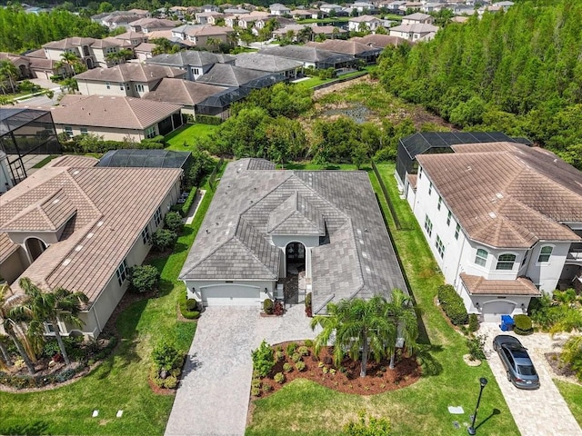 birds eye view of property with a residential view