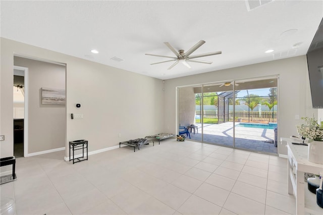 2511 Early Dawn Ct, Valrico, FL 33594 - spare room featuring recessed lighting, a sunroom, visible vents, and ceiling fan