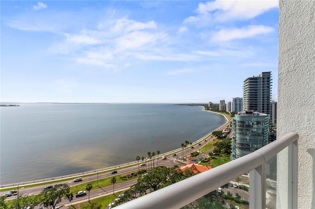 property view of water with a city view