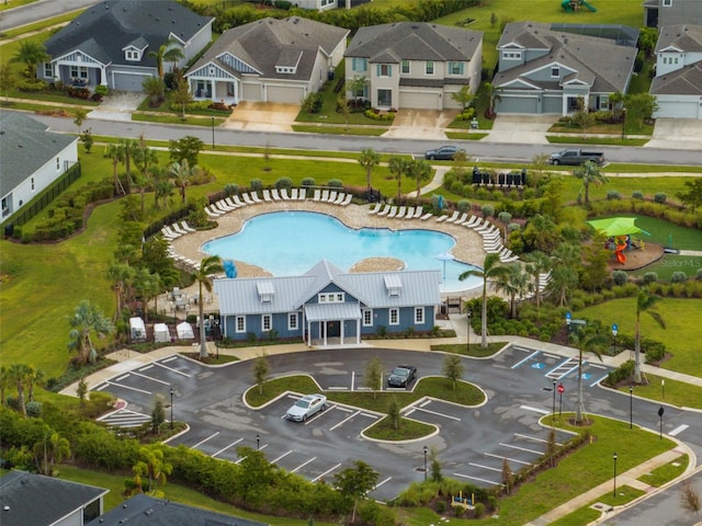 aerial view with a residential view