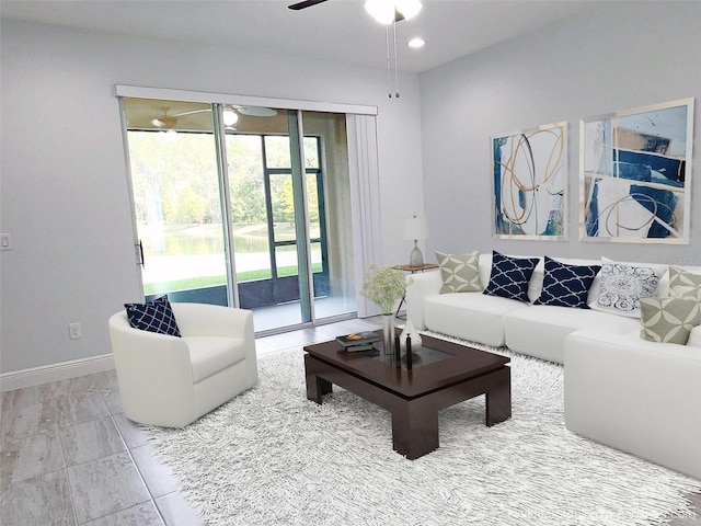 5509 Cumberland Star Ct, Lutz, FL 33558 - living room featuring a ceiling fan