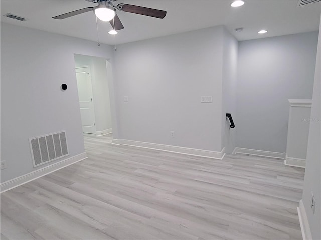5509 Cumberland Star Ct, Lutz, FL 33558 - unfurnished room with recessed lighting, light wood finished floors, a ceiling fan, and baseboards