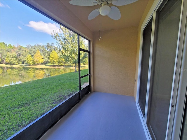 5509 Cumberland Star Ct, Lutz, FL 33558 - sunroom / solarium with a water view and ceiling fan