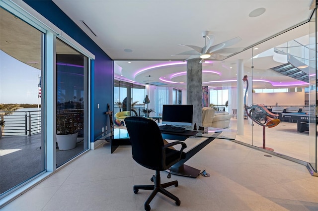 12650 7th St E, Treasure Island, FL 33706 - home office featuring ceiling fan and recessed lighting