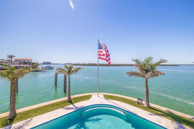 12650 7th St E, Treasure Island, FL 33706 - view of pool with a water view
