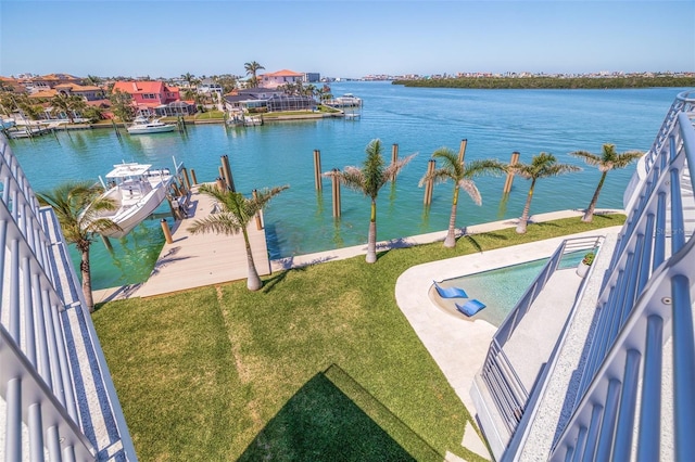 12650 7th St E, Treasure Island, FL 33706 - dock area featuring a yard and a water view