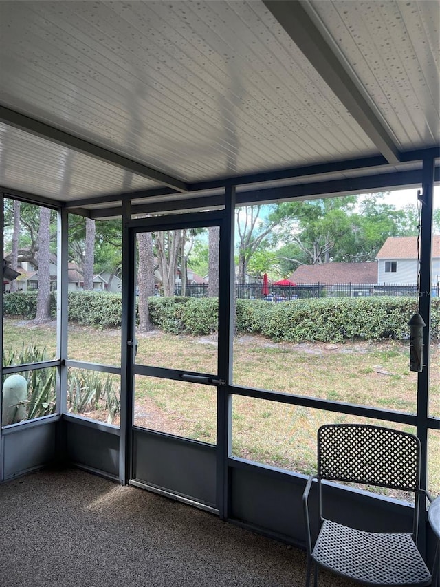 view of unfurnished sunroom