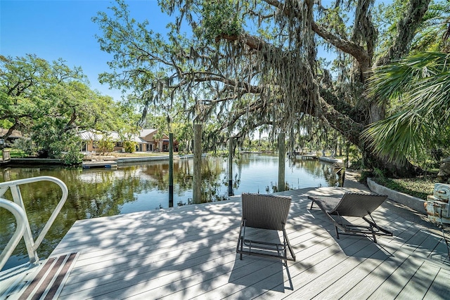 dock area featuring a water view