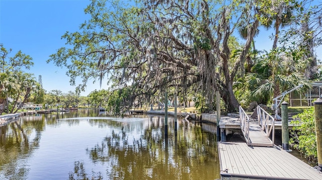 dock area featuring a water view