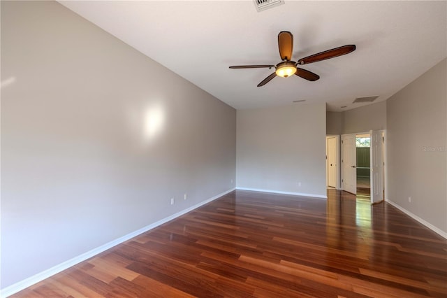 9159 Highland Ridge Way, Tampa, FL 33647 - empty room with ceiling fan, baseboards, visible vents, and wood finished floors
