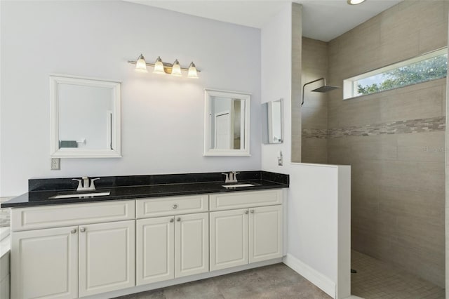 6518 Paw Pl, Land O Lakes, FL 34639 - bathroom featuring double vanity, a sink, and a walk in shower