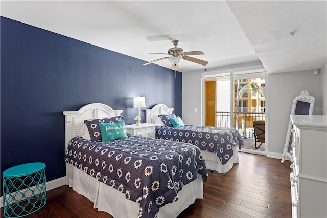 5353 Gulf Blvd Unit B103, St Pete Beach, FL 33706 - bedroom with hardwood / wood-style flooring, baseboards, and a ceiling fan