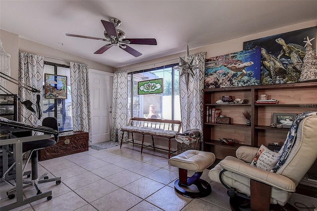 5931 33rd Ave N, Saint Petersburg, FL 33710 - interior space featuring light tile patterned flooring and ceiling fan