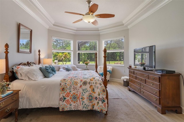 27318 Sora Blvd, Wesley Chapel, FL 33544 - bedroom with ornamental molding, multiple windows, and a tray ceiling