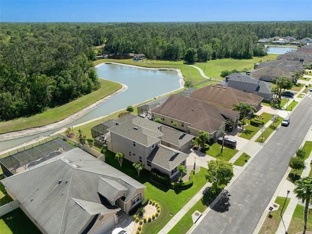 27318 Sora Blvd, Wesley Chapel, FL 33544 - aerial view with a water view, a forest view, and a residential view