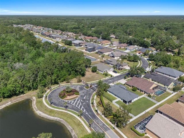 27318 Sora Blvd, Wesley Chapel, FL 33544 - aerial view featuring a forest view, a residential view, and a water view