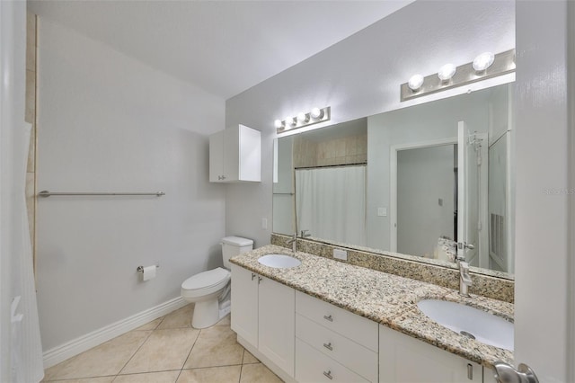 2739 Via Capri Unit 1024, Clearwater, FL 33764 - full bathroom with double vanity, tile patterned flooring, and a shower with shower curtain