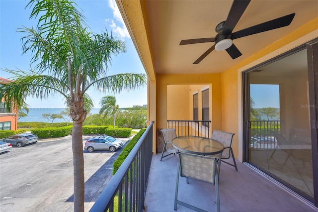 2739 Via Capri Unit 1024, Clearwater, FL 33764 - balcony featuring a water view and a ceiling fan