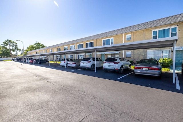 view of covered parking lot