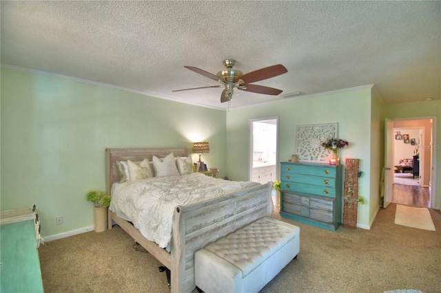 53 Paine Dr, Winter Haven, FL 33884 - carpeted bedroom featuring visible vents, baseboards, a textured ceiling, and ornamental molding