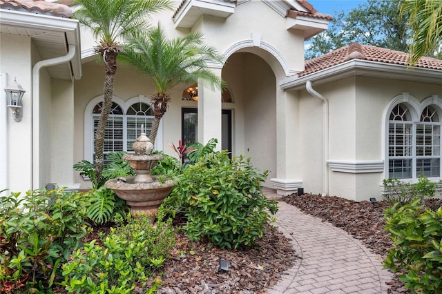 17206 Emerald Chase Dr, Tampa, FL 33647 - entrance to property featuring stucco siding and a tile roof