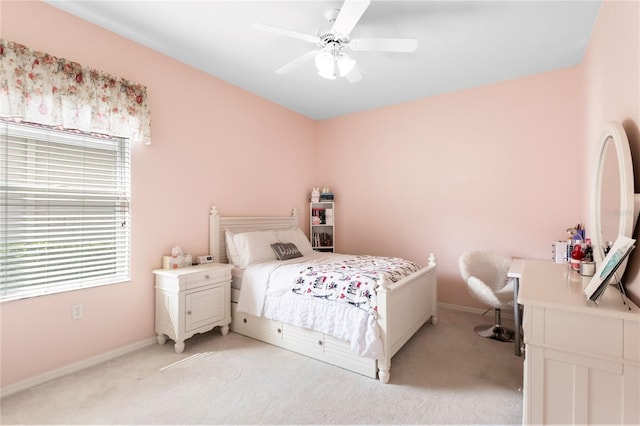 17206 Emerald Chase Dr, Tampa, FL 33647 - bedroom featuring a ceiling fan, baseboards, and light colored carpet