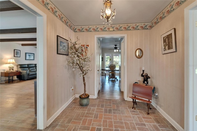 1603 Cottagewood Dr, Brandon, FL 33510 - hallway featuring baseboards and brick floor