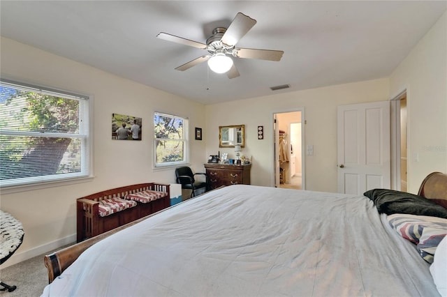 1603 Cottagewood Dr, Brandon, FL 33510 - bedroom featuring baseboards, a ceiling fan, multiple windows, and visible vents
