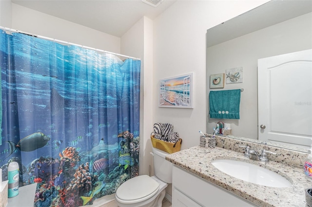 947 Serchio St, Haines City, FL 33844 - full bathroom with toilet, curtained shower, vanity, and visible vents