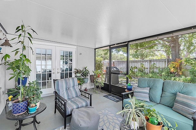 sunroom with french doors