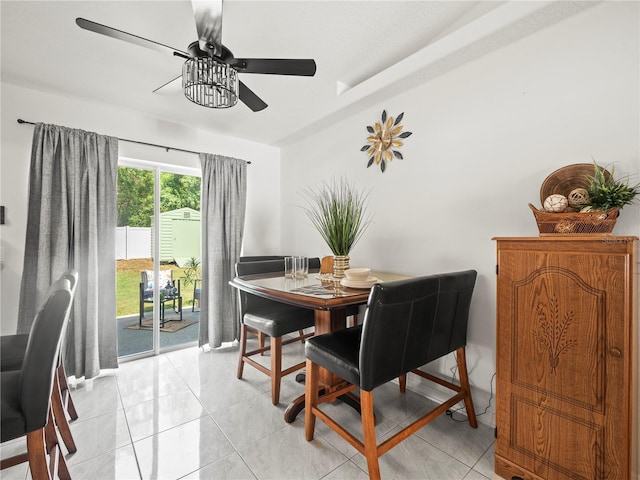 30 N Kaufman Ter, Inverness, FL 34453 - dining area with light tile patterned floors and ceiling fan
