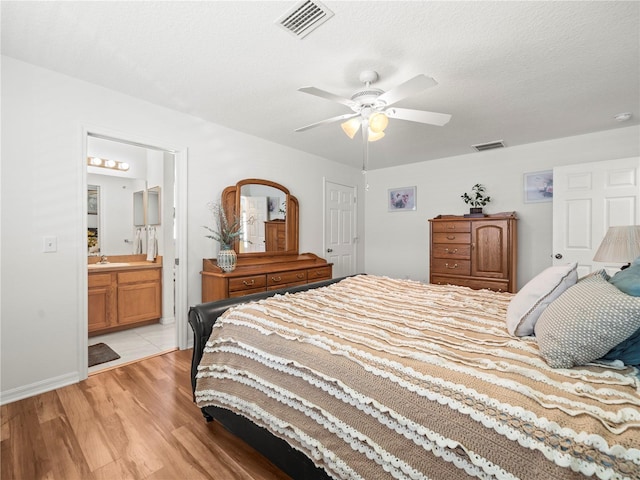 30 N Kaufman Ter, Inverness, FL 34453 - bedroom with a ceiling fan, visible vents, a sink, and light wood-type flooring
