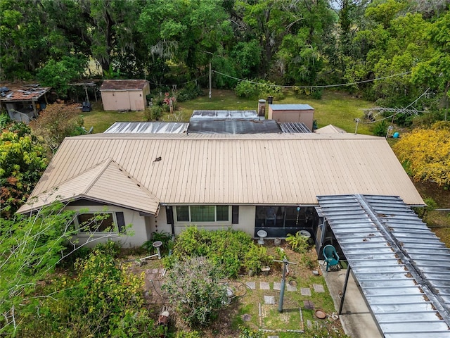 aerial view with a wooded view