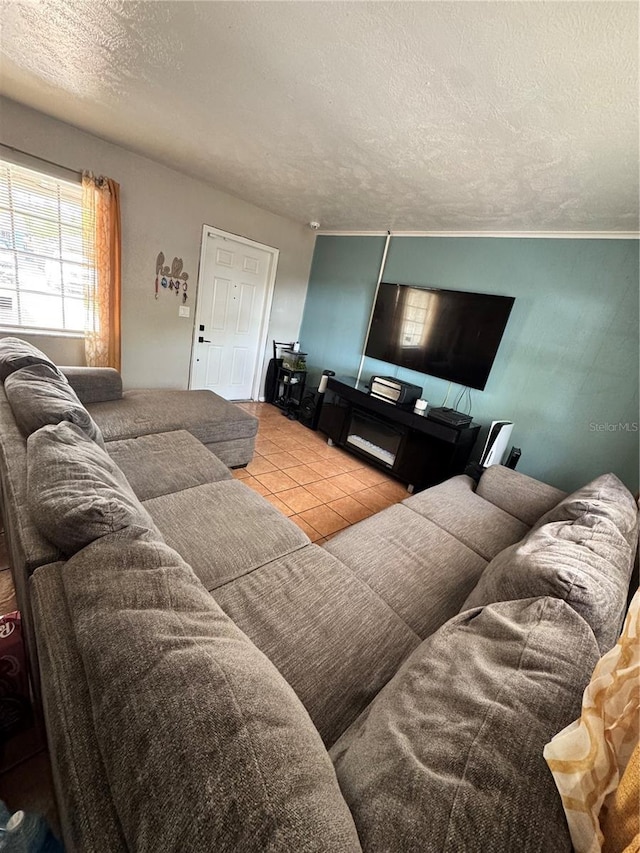 1407 College Park Ln, Tampa, FL 33612 - living room featuring a textured ceiling and tile patterned floors