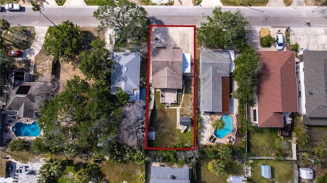 drone / aerial view with a residential view