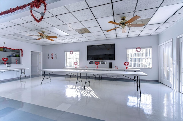 5906 Greenbriar Ct, Zephyrhills, FL 33542 - rec room featuring ceiling fan and a paneled ceiling