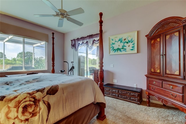 522 Planters Manor Way, Bradenton, FL 34212 - carpeted bedroom featuring access to exterior and a ceiling fan