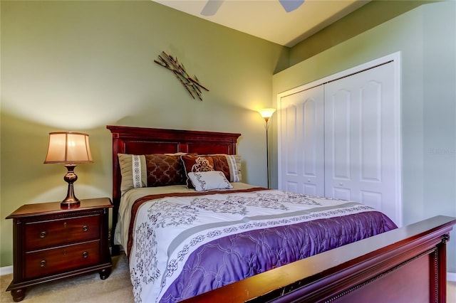 522 Planters Manor Way, Bradenton, FL 34212 - carpeted bedroom featuring a closet and ceiling fan