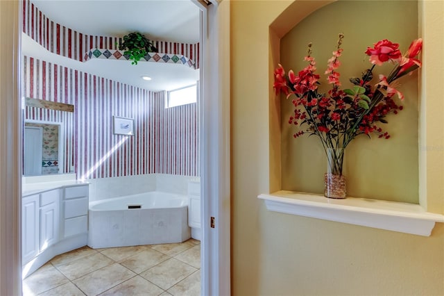 522 Planters Manor Way, Bradenton, FL 34212 - bathroom with a bath, vanity, and tile patterned floors