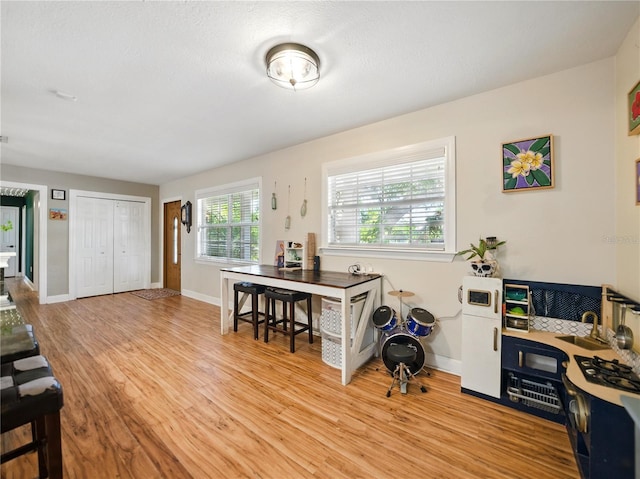 interior space with baseboards and wood finished floors