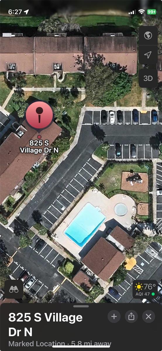 825 S Village Dr N Unit 201, Saint Petersburg, FL 33716 - aerial overview of property's location featuring a pool area