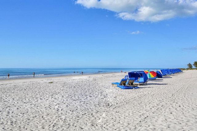 view of water feature featuring a beach view