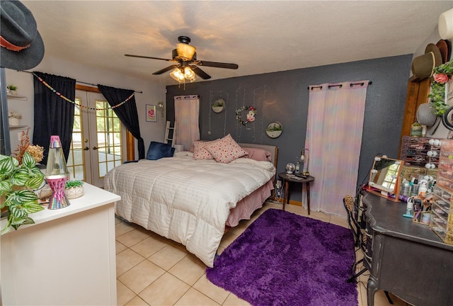 35109 Excalibur, Webster, FL 33597 - bedroom featuring french doors, light tile patterned floors, and ceiling fan