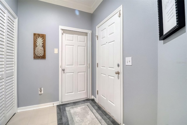 1023 Orca Ct, Holiday, FL 34691 - doorway to outside with crown molding and baseboards