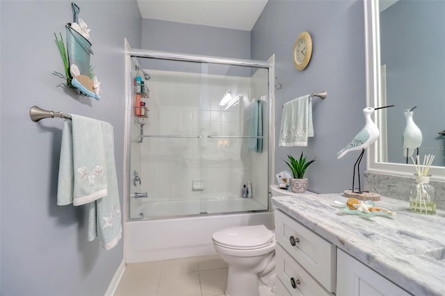 1023 Orca Ct, Holiday, FL 34691 - bathroom featuring tile patterned floors, vanity, shower / bath combination with glass door, and toilet