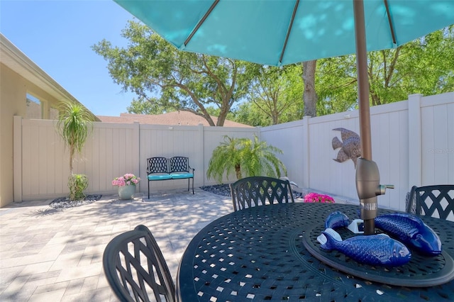 1023 Orca Ct, Holiday, FL 34691 - view of patio / terrace featuring outdoor dining space and a fenced backyard