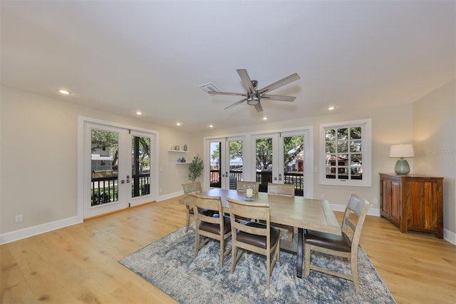 2802 Old Bayshore Way, Tampa, FL 33611 - dining room featuring french doors, light wood finished floors, recessed lighting, and ceiling fan