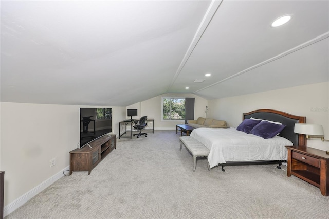 2802 Old Bayshore Way, Tampa, FL 33611 - bedroom with vaulted ceiling, carpet, baseboards, and recessed lighting