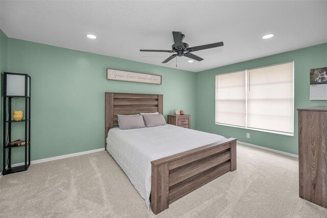 613 Valley Hill Dr, Brandon, FL 33510 - carpeted bedroom with baseboards, recessed lighting, and ceiling fan
